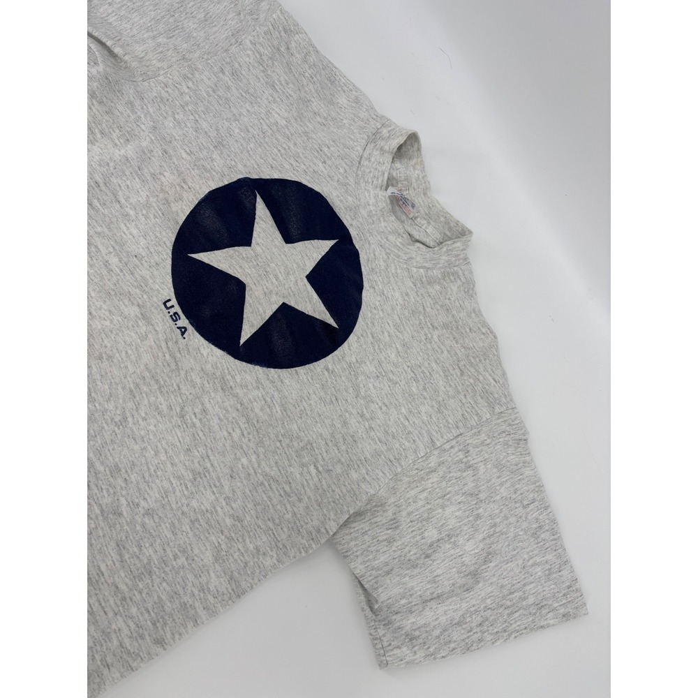 Vintage Tee Jays Sof Tee USA Star American Flag T-Shirt Gray XL Made in USA